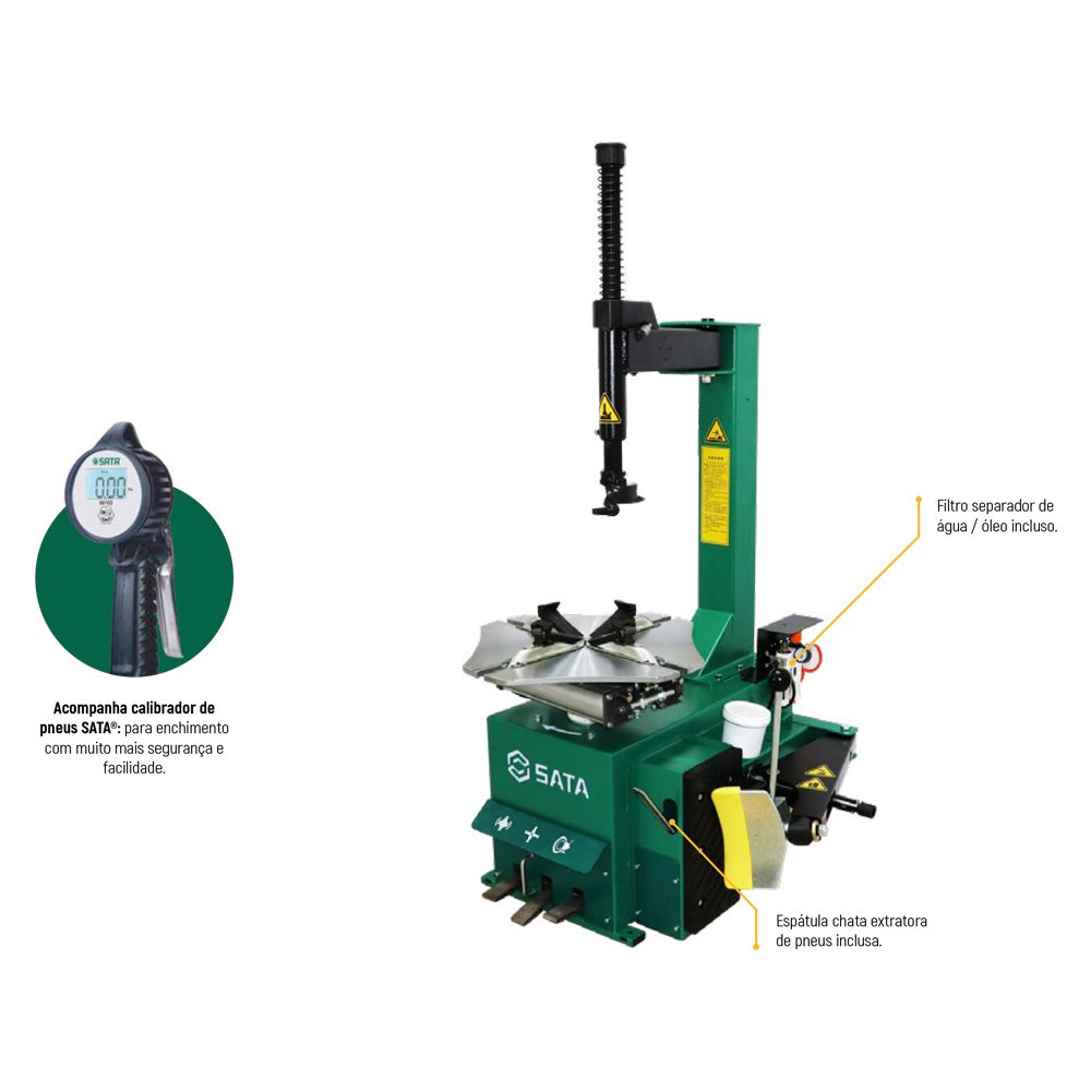 Desmontadora de Pneus Semiautomática Com Braço Auxiliar Linha Leve/Médio SATA - Image 3