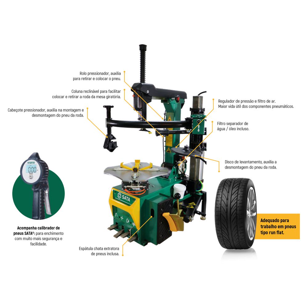 Desmontadora de Pneus Com Coluna Articulada Linha Leve/Médio SATA - Image 2